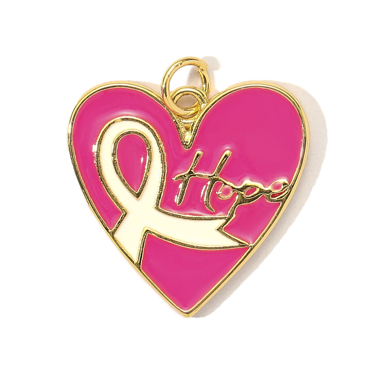 3pcs/Lot Fashion Pink Painted Hope Ribbon DIY Necklace Pendants Women Enamel Heart Butterfly Charms Love Jewelry Wholesale