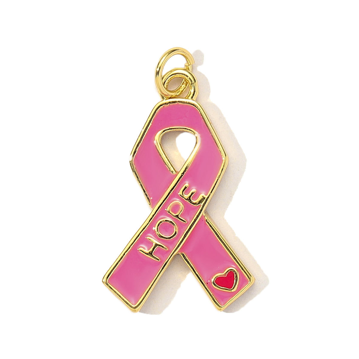 3pcs/Lot Fashion Pink Painted Hope Ribbon DIY Necklace Pendants Women Enamel Heart Butterfly Charms Love Jewelry Wholesale