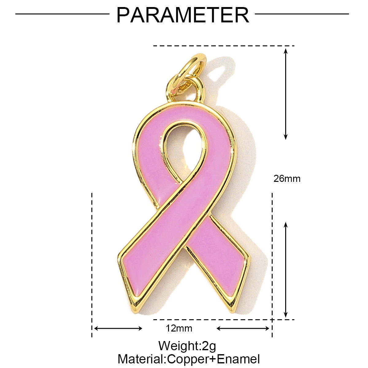 3pcs/Lot Fashion Pink Painted Hope Ribbon DIY Necklace Pendants Women Enamel Heart Butterfly Charms Love Jewelry Wholesale