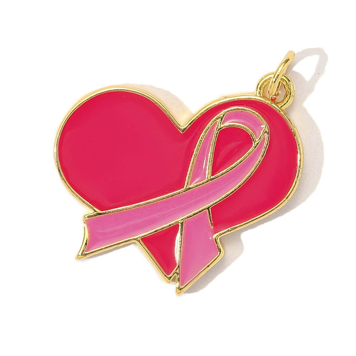 6pcs/Lot Fashion Pink Painted Hope Ribbon DIY Necklace Pendants Women Enamel Heart Butterfly Charms Love Jewelry Wholesale