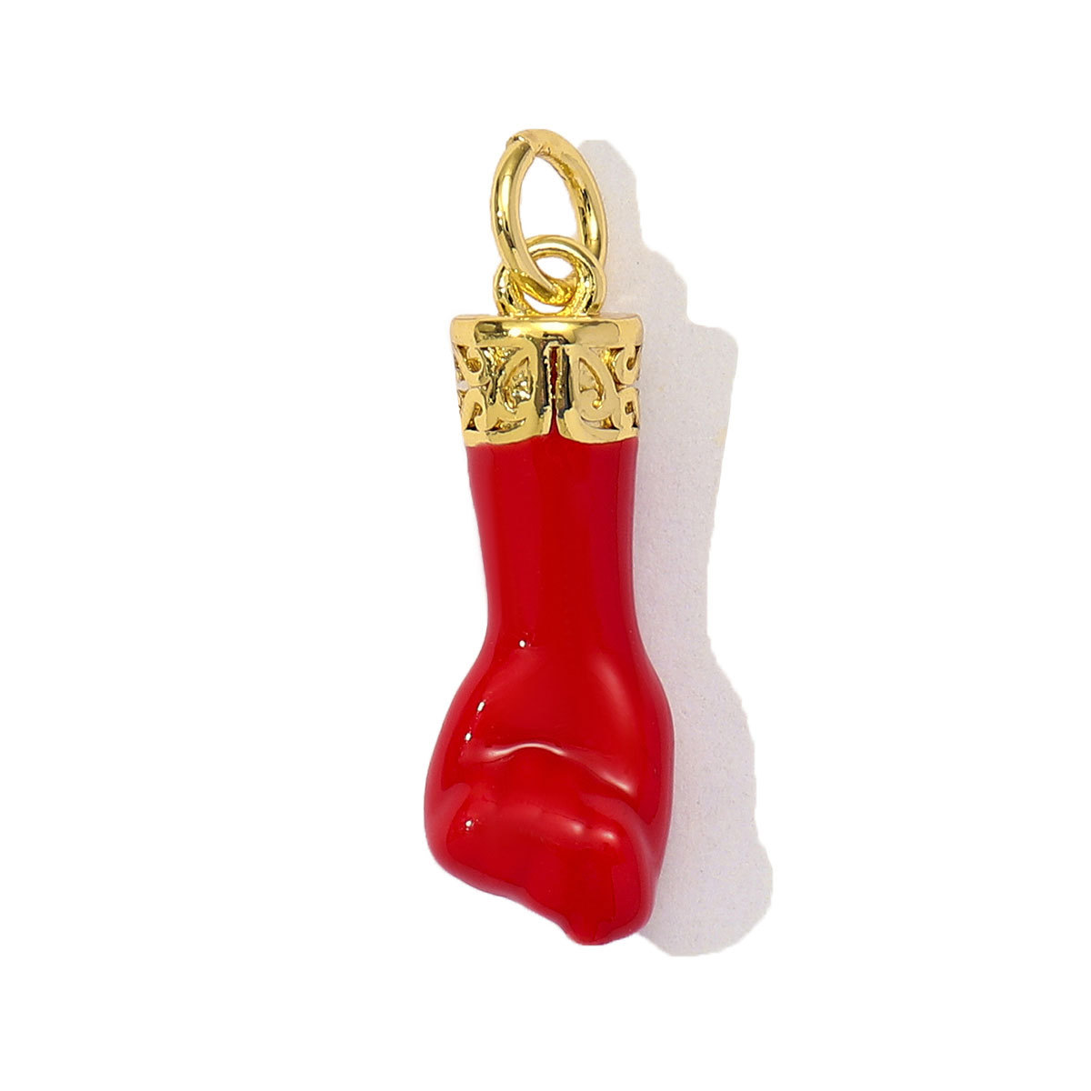 6pcs/Lot Fashion Copper Cubic Zircon Wine Glasses High Boots Horseshoe DIY Charms Women Enamel Hat Fist Pendants Lucky Jewelry