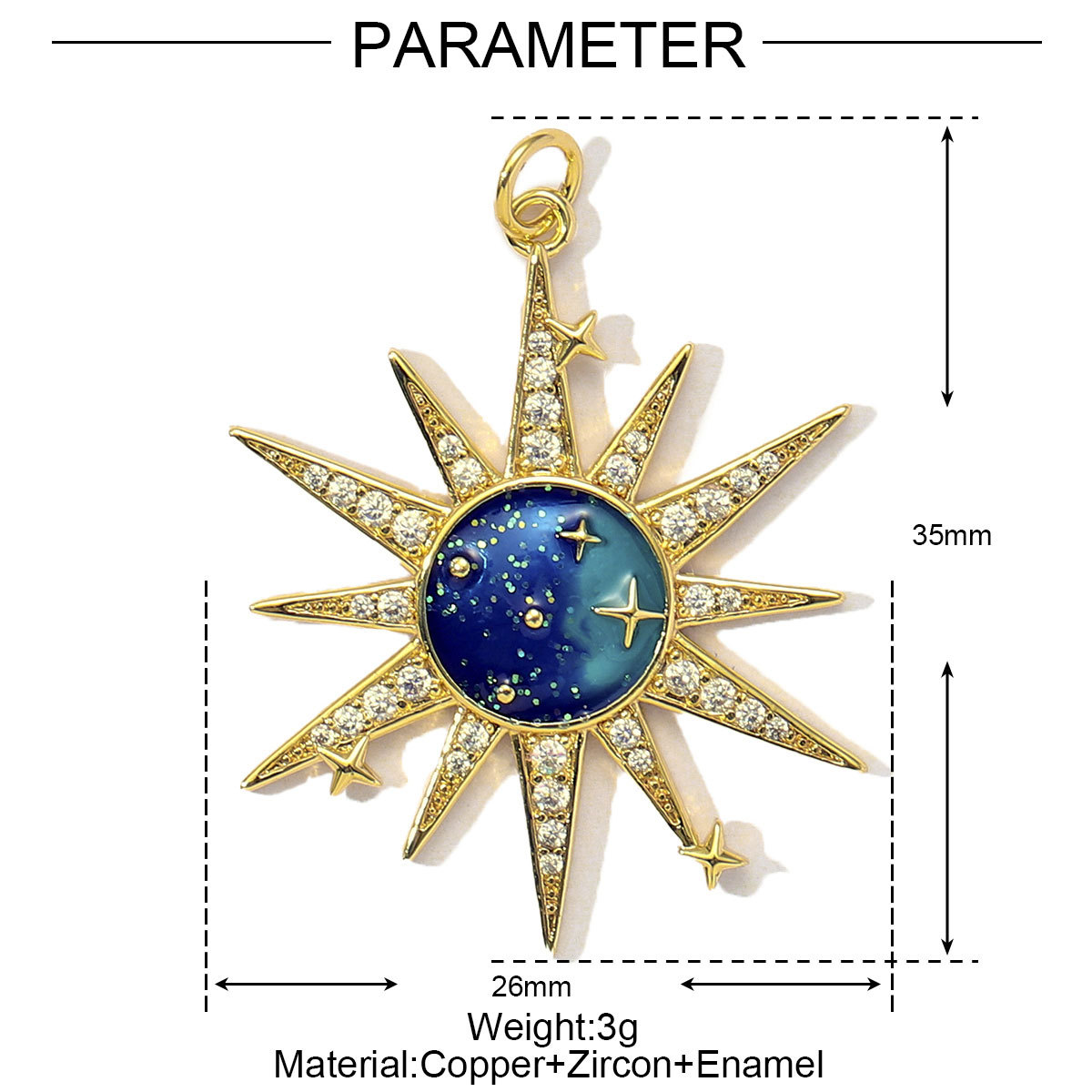 6pcs/Lot Fashion Copper Cubic Zircon Planet Sun Star DIY Charms Women Enamel Evil Eye Unicorn Pendants Cross Heart Jewelry