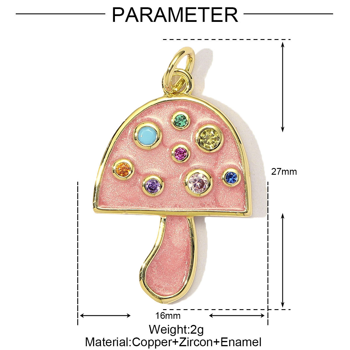 6pcs/Lot Copper Cubic Zircon Love Heart Flower Crown DIY Charms Women Enamel Envelope Mushroom Pendants Butterfly Jewelry