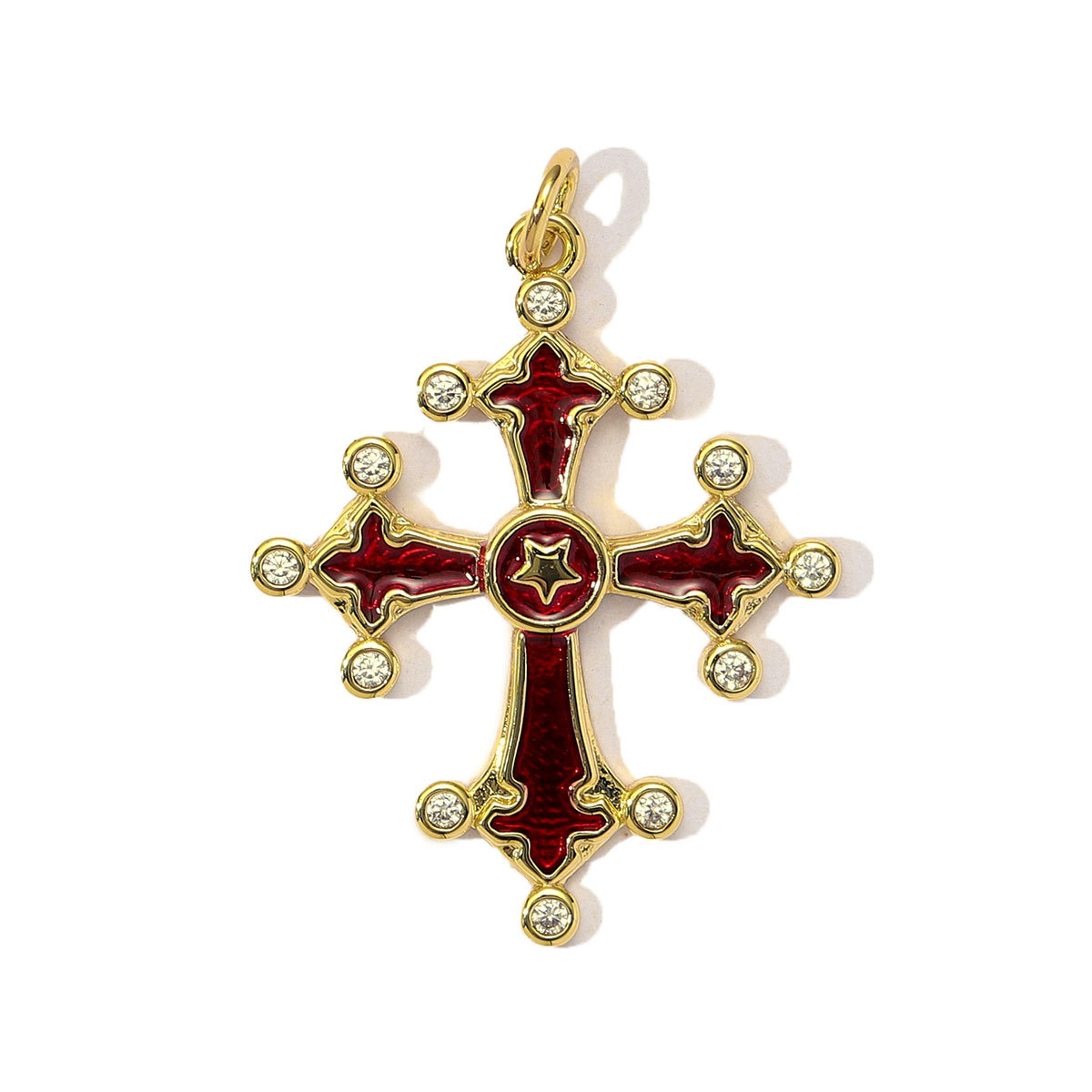 6pcs/Lot Copper Cubic Zircon Gothic Style Cross Skull DIY Charms Women Enamel Bat Necklace Pendants Jewelry Wholesale