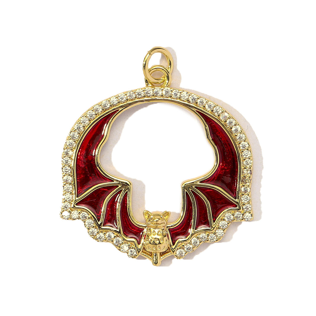 6pcs/Lot Copper Cubic Zircon Gothic Style Cross Skull DIY Charms Women Enamel Bat Necklace Pendants Jewelry Wholesale