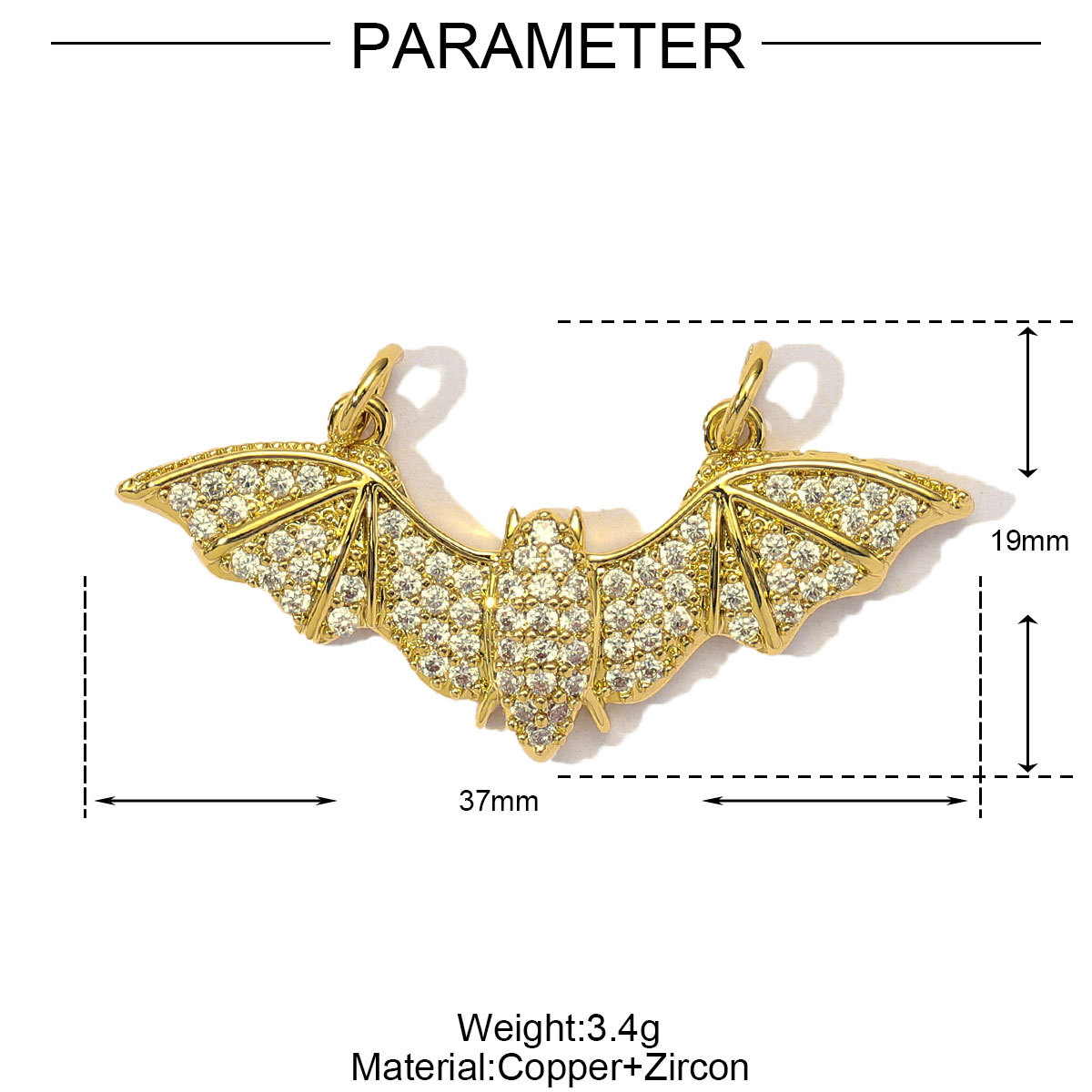 6pcs/Lot Copper Cubic Zircon Gothic Style Cross Skull DIY Charms Women Enamel Bat Necklace Pendants Jewelry Wholesale