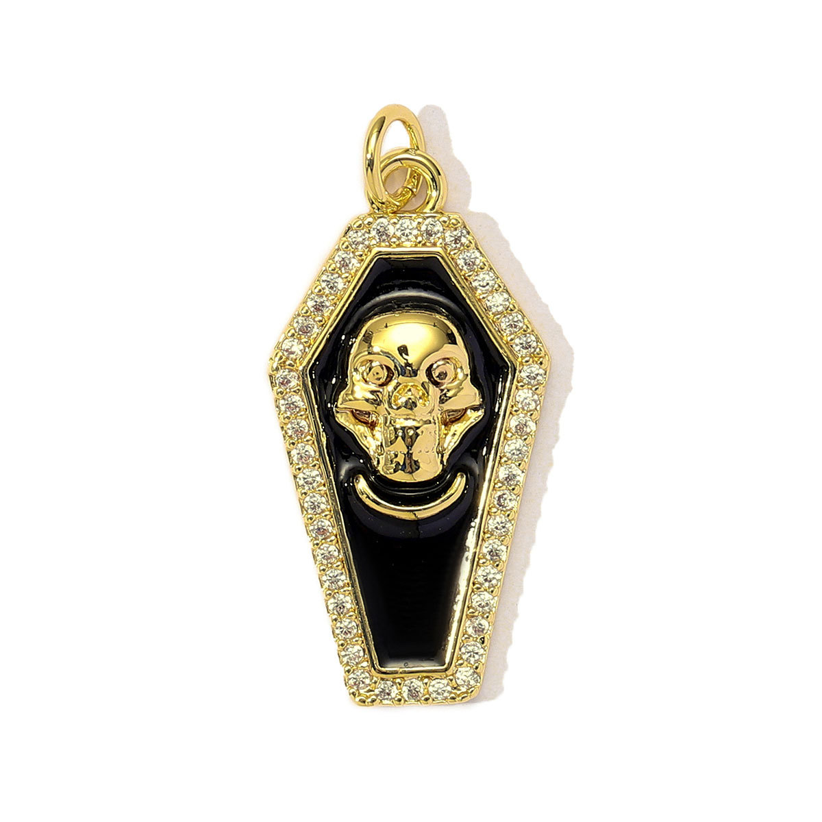 6pcs/Lot Copper Cubic Zircon Gothic Style Cross Skull DIY Charms Women Enamel Bat Necklace Pendants Jewelry Wholesale