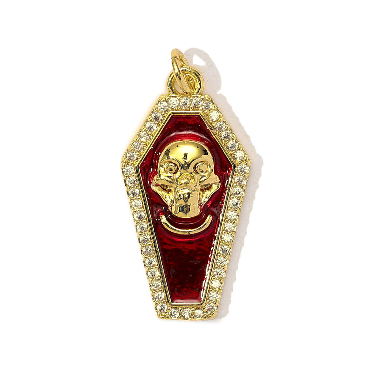 6pcs/Lot Copper Cubic Zircon Gothic Style Cross Skull DIY Charms Women Enamel Bat Necklace Pendants Jewelry Wholesale