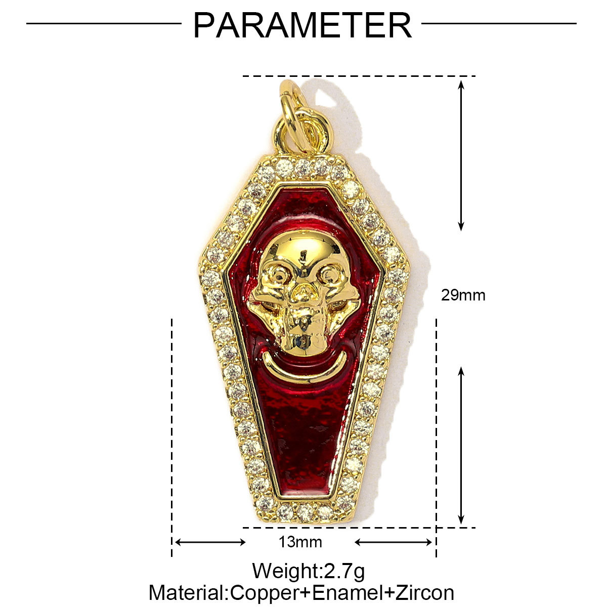 6pcs/Lot Copper Cubic Zircon Gothic Style Cross Skull DIY Charms Women Enamel Bat Necklace Pendants Jewelry Wholesale