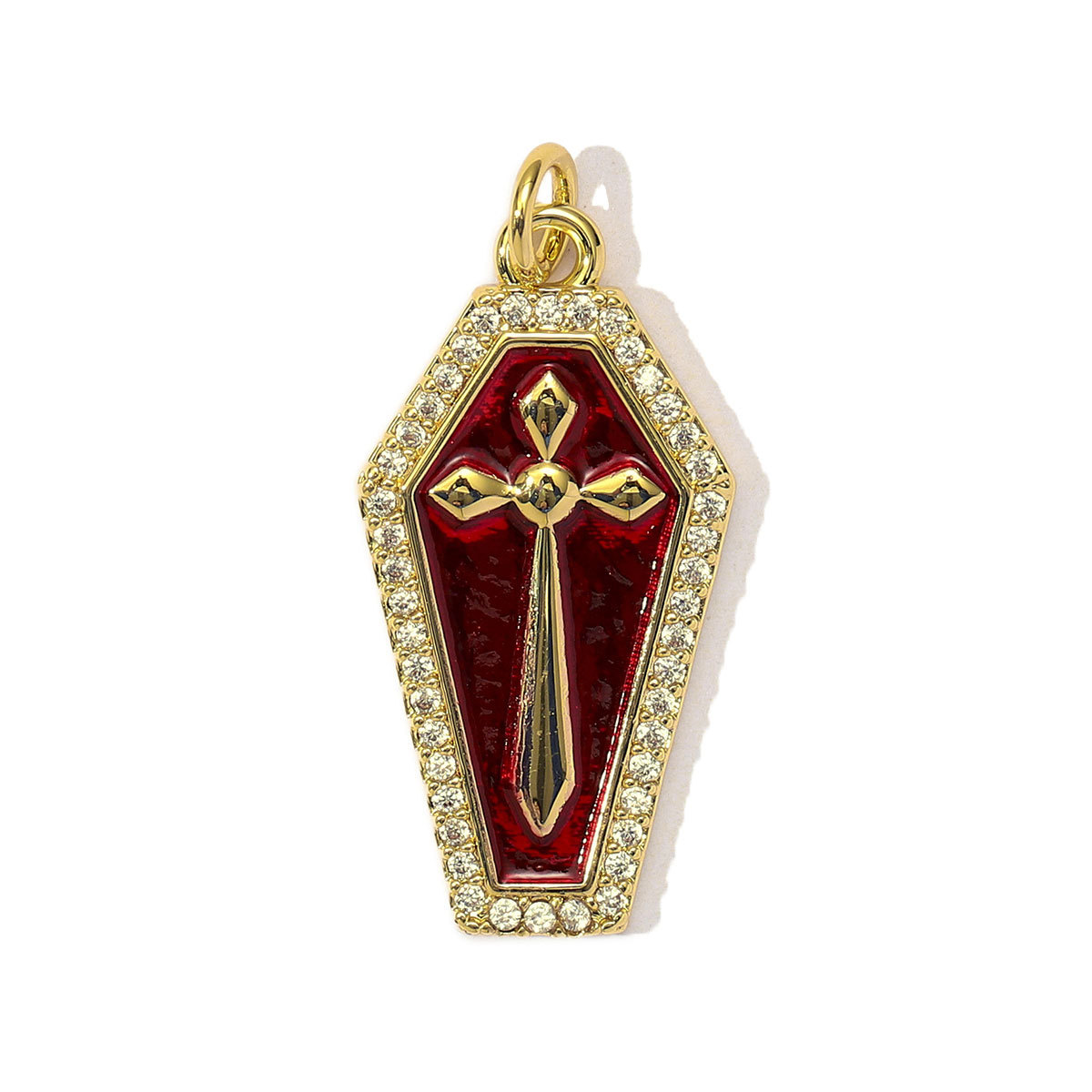 6pcs/Lot Copper Cubic Zircon Gothic Style Cross Skull DIY Charms Women Enamel Bat Necklace Pendants Jewelry Wholesale
