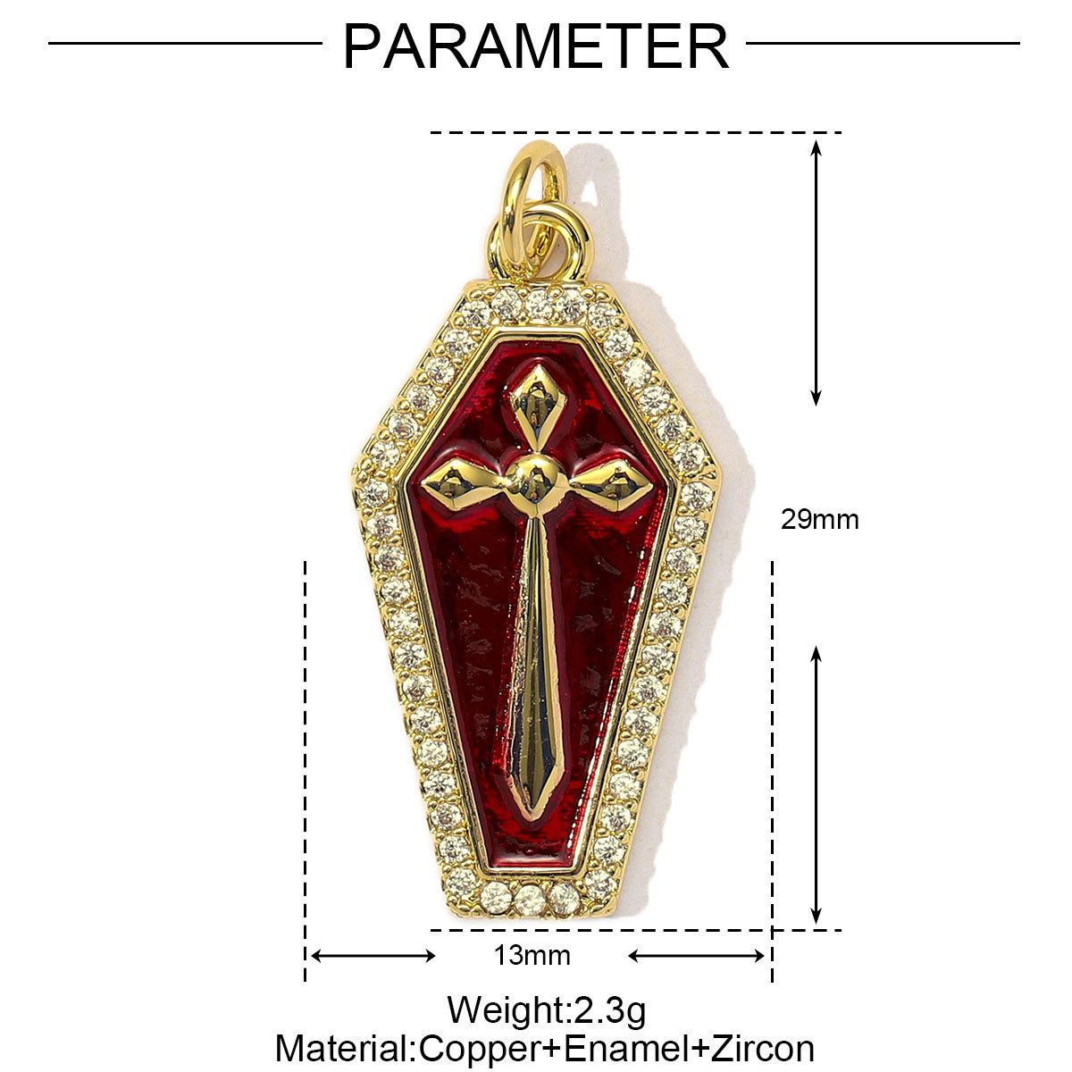 6pcs/Lot Copper Cubic Zircon Gothic Style Cross Skull DIY Charms Women Enamel Bat Necklace Pendants Jewelry Wholesale