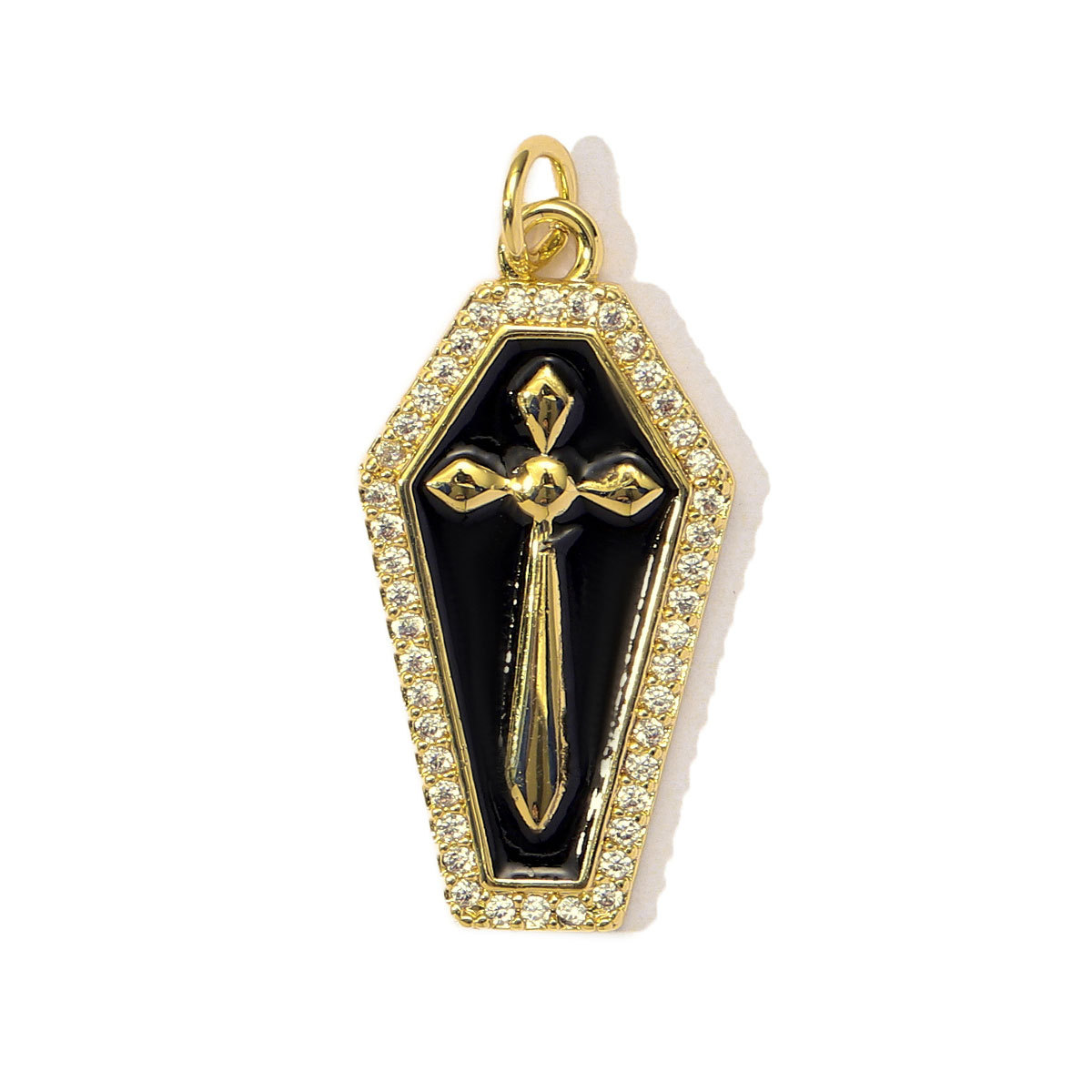 6pcs/Lot Copper Cubic Zircon Gothic Style Cross Skull DIY Charms Women Enamel Bat Necklace Pendants Jewelry Wholesale