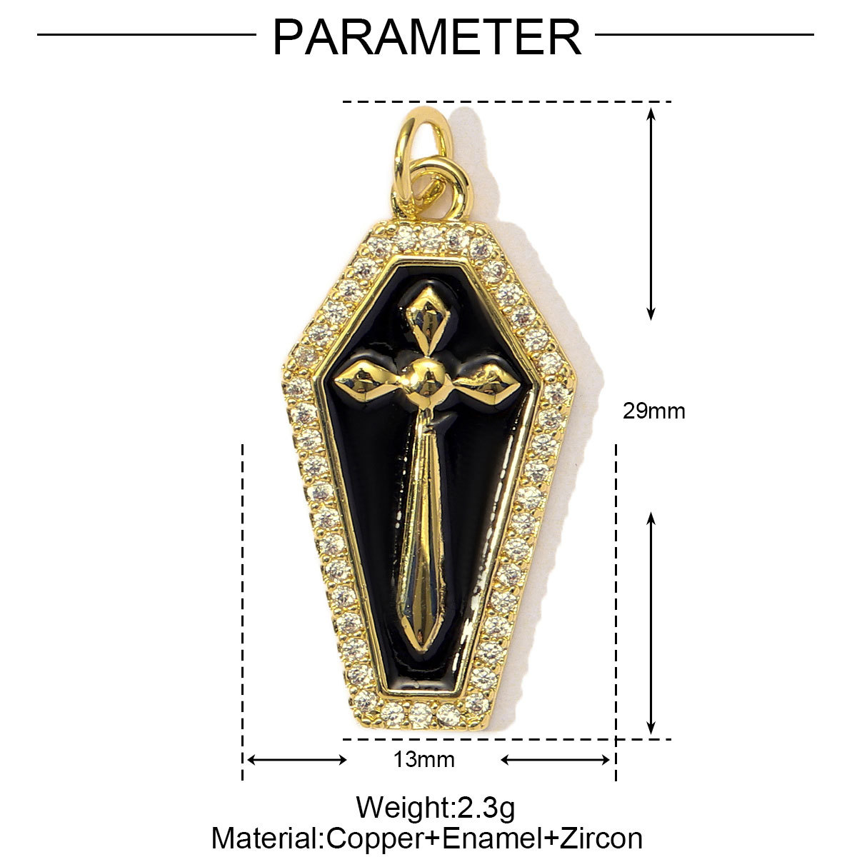 6pcs/Lot Copper Cubic Zircon Gothic Style Cross Skull DIY Charms Women Enamel Bat Necklace Pendants Jewelry Wholesale