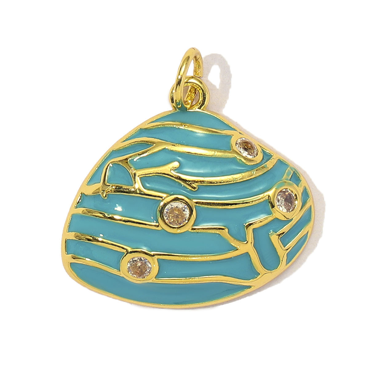 6pcs/Lot Cubic Zircon Lucky Carp Sea Turtle DIY Bracelet Charms Women Copper Enamel Shell Conch Fish Necklace Pendants Jewelry