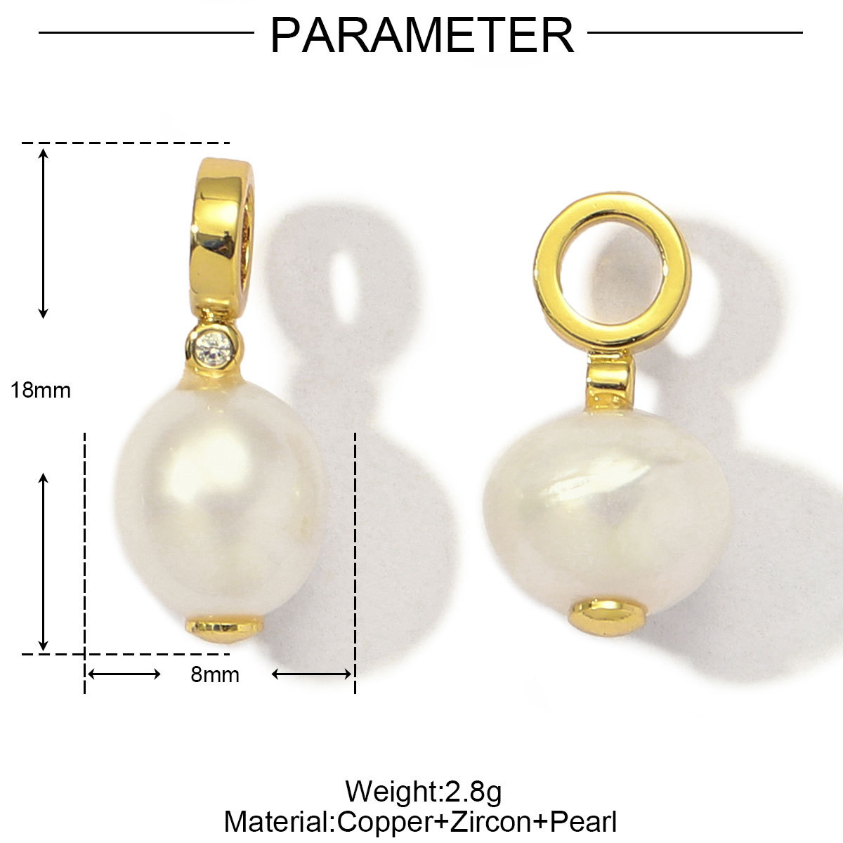 6pcs/Lot Fashion Copper Cubic Zirconia Freshwater Pearl DIY Bracelet Charms Women Butterfly knot Necklace Pendants Jewelry