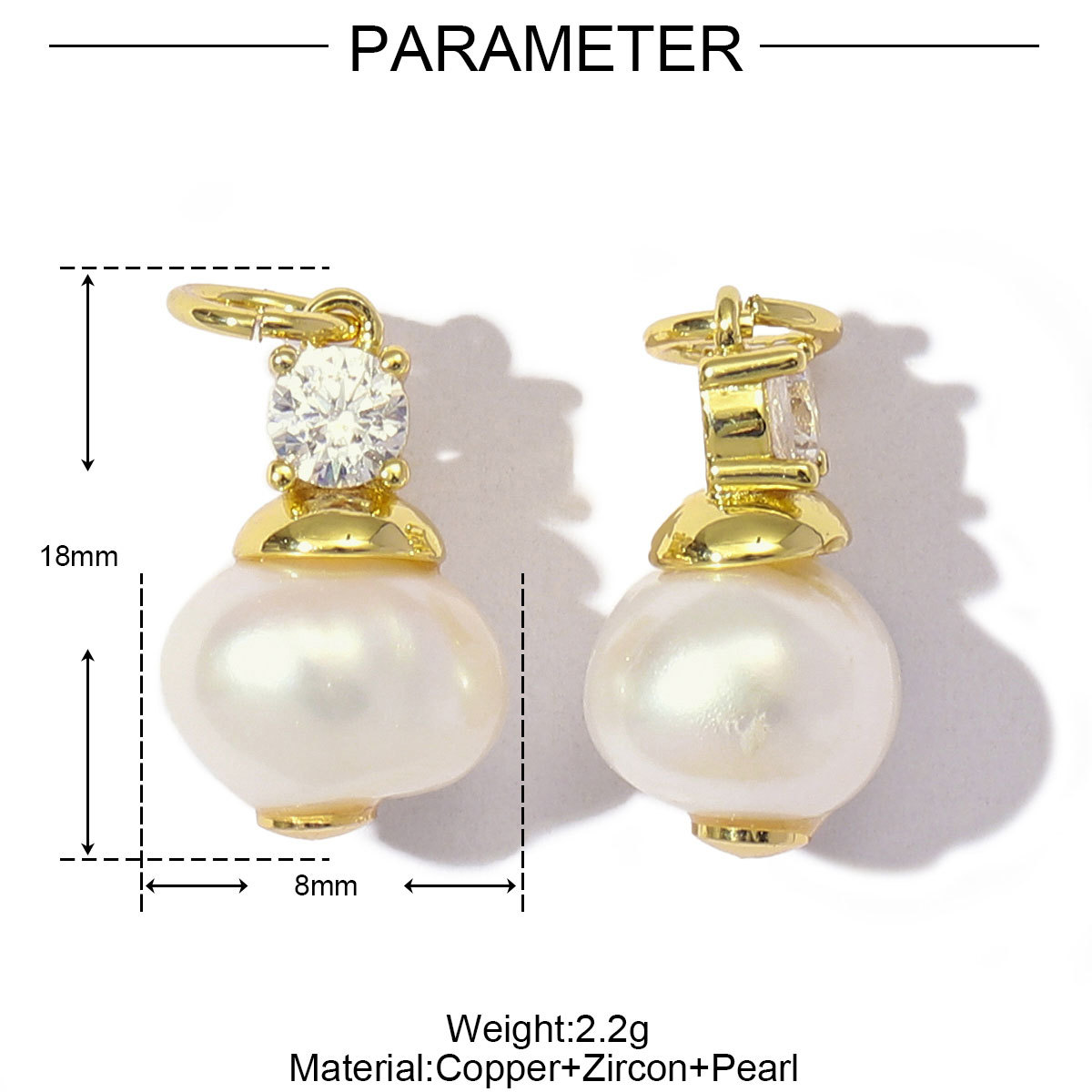 6pcs/Lot Fashion Copper Cubic Zirconia Freshwater Pearl DIY Bracelet Charms Women Butterfly knot Necklace Pendants Jewelry
