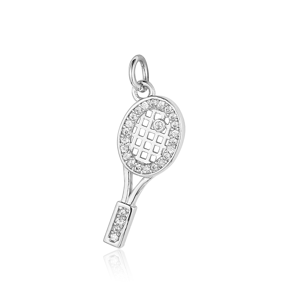 6pcs/pack 18K Gold Plated Girl Boy Cross Copper CZ DIY Charm Women Zircon Heart Key Evil Eye Racket Necklace Pendant Jewelry