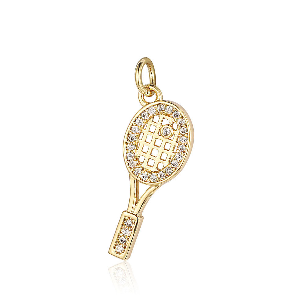 6pcs/pack 18K Gold Plated Girl Boy Cross Copper CZ DIY Charm Women Zircon Heart Key Evil Eye Racket Necklace Pendant Jewelry