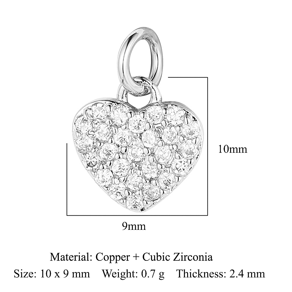 6pcs/pack 18K Gold Plated Girl Boy Cross Copper CZ DIY Charm Women Zircon Heart Key Evil Eye Racket Necklace Pendant Jewelry