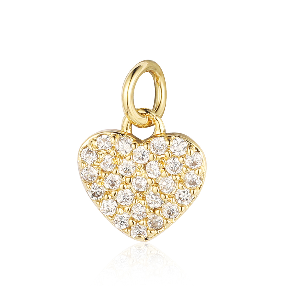 6pcs/pack 18K Gold Plated Girl Boy Cross Copper CZ DIY Charm Women Zircon Heart Key Evil Eye Racket Necklace Pendant Jewelry