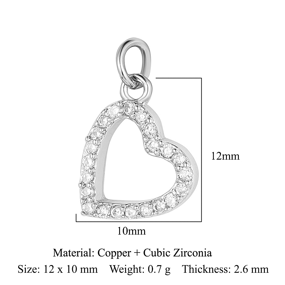 6pcs/pack 18K Gold Plated Girl Boy Cross Copper CZ DIY Charm Women Zircon Heart Key Evil Eye Racket Necklace Pendant Jewelry