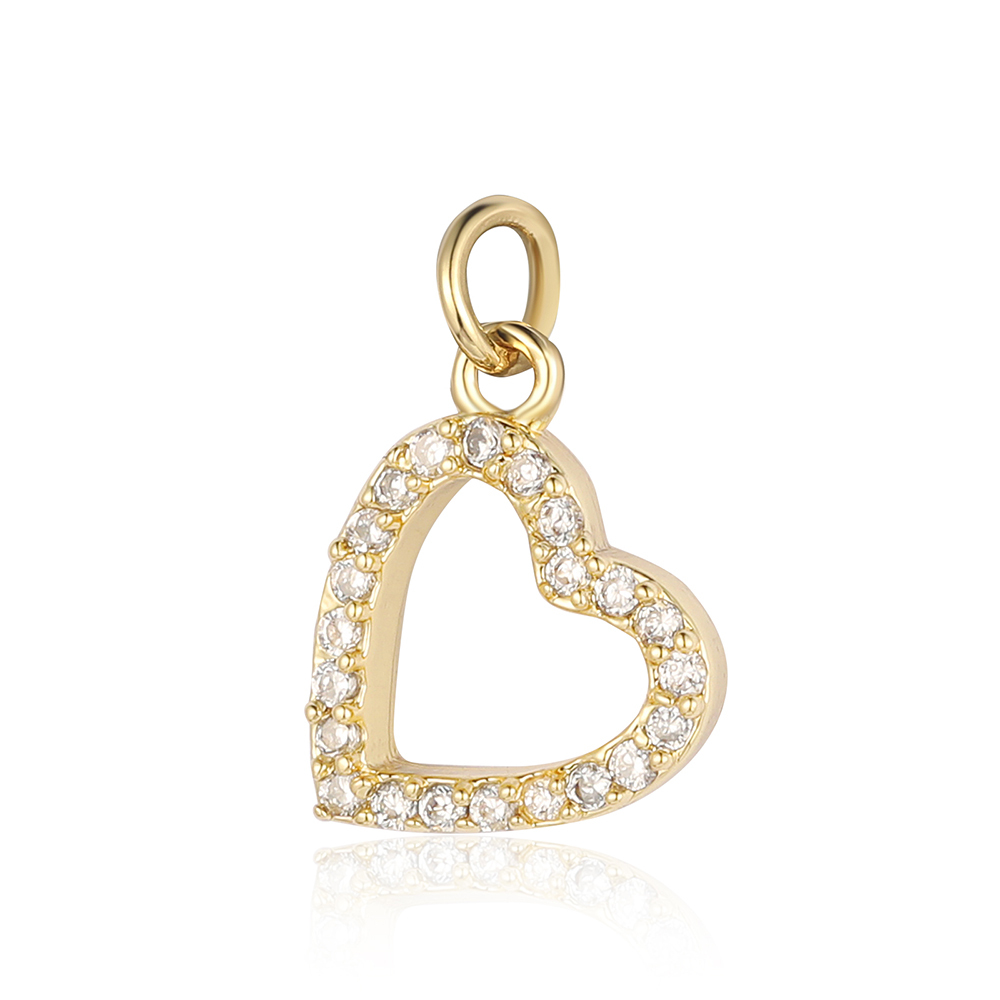 6pcs/pack 18K Gold Plated Girl Boy Cross Copper CZ DIY Charm Women Zircon Heart Key Evil Eye Racket Necklace Pendant Jewelry