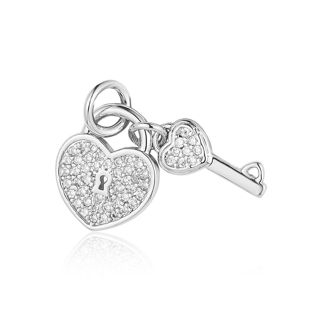 6pcs/pack 18K Gold Plated Girl Boy Cross Copper CZ DIY Charm Women Zircon Heart Key Evil Eye Racket Necklace Pendant Jewelry