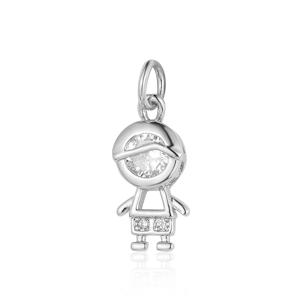 6pcs/pack 18K Gold Plated Girl Boy Cross Copper CZ DIY Charm Women Zircon Heart Key Evil Eye Racket Necklace Pendant Jewelry