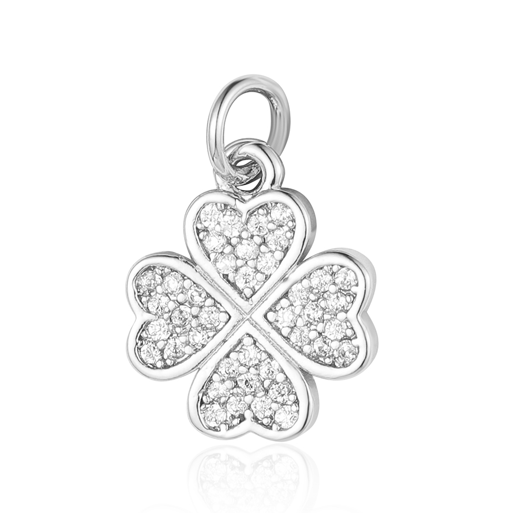 6pcs/pack 18K Gold Plated Girl Boy Cross Copper CZ DIY Charm Women Zircon Heart Key Evil Eye Racket Necklace Pendant Jewelry