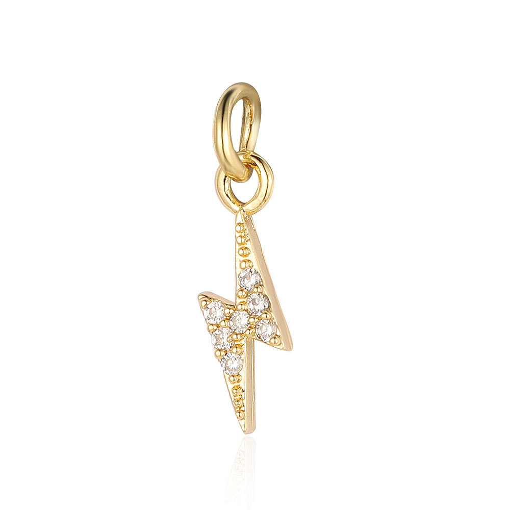 6pcs/pack 18K Gold Plated Girl Boy Cross Copper CZ DIY Charm Women Zircon Heart Key Evil Eye Racket Necklace Pendant Jewelry