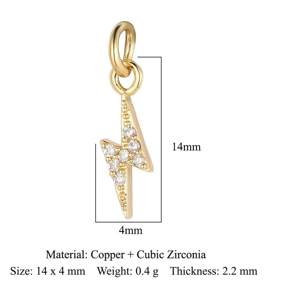 6pcs/pack 18K Gold Plated Girl Boy Cross Copper CZ DIY Charm Women Zircon Heart Key Evil Eye Racket Necklace Pendant Jewelry