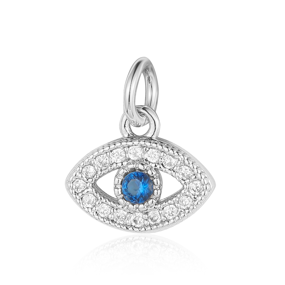 6pcs/pack 18K Gold Plated Girl Boy Cross Copper CZ DIY Charm Women Zircon Heart Key Evil Eye Racket Necklace Pendant Jewelry