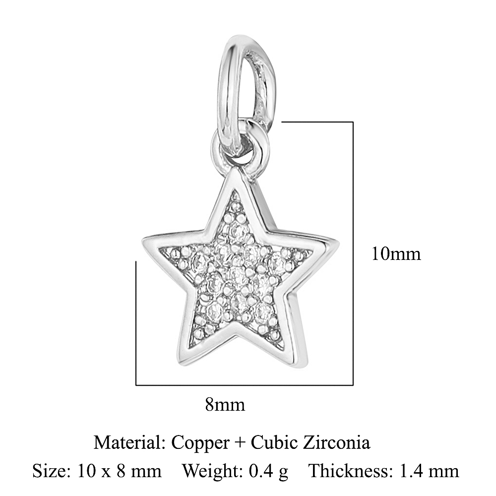 6pcs/pack 18K Gold Plated Girl Boy Cross Copper CZ DIY Charm Women Zircon Heart Key Evil Eye Racket Necklace Pendant Jewelry