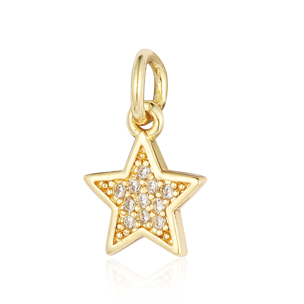 6pcs/pack 18K Gold Plated Girl Boy Cross Copper CZ DIY Charm Women Zircon Heart Key Evil Eye Racket Necklace Pendant Jewelry