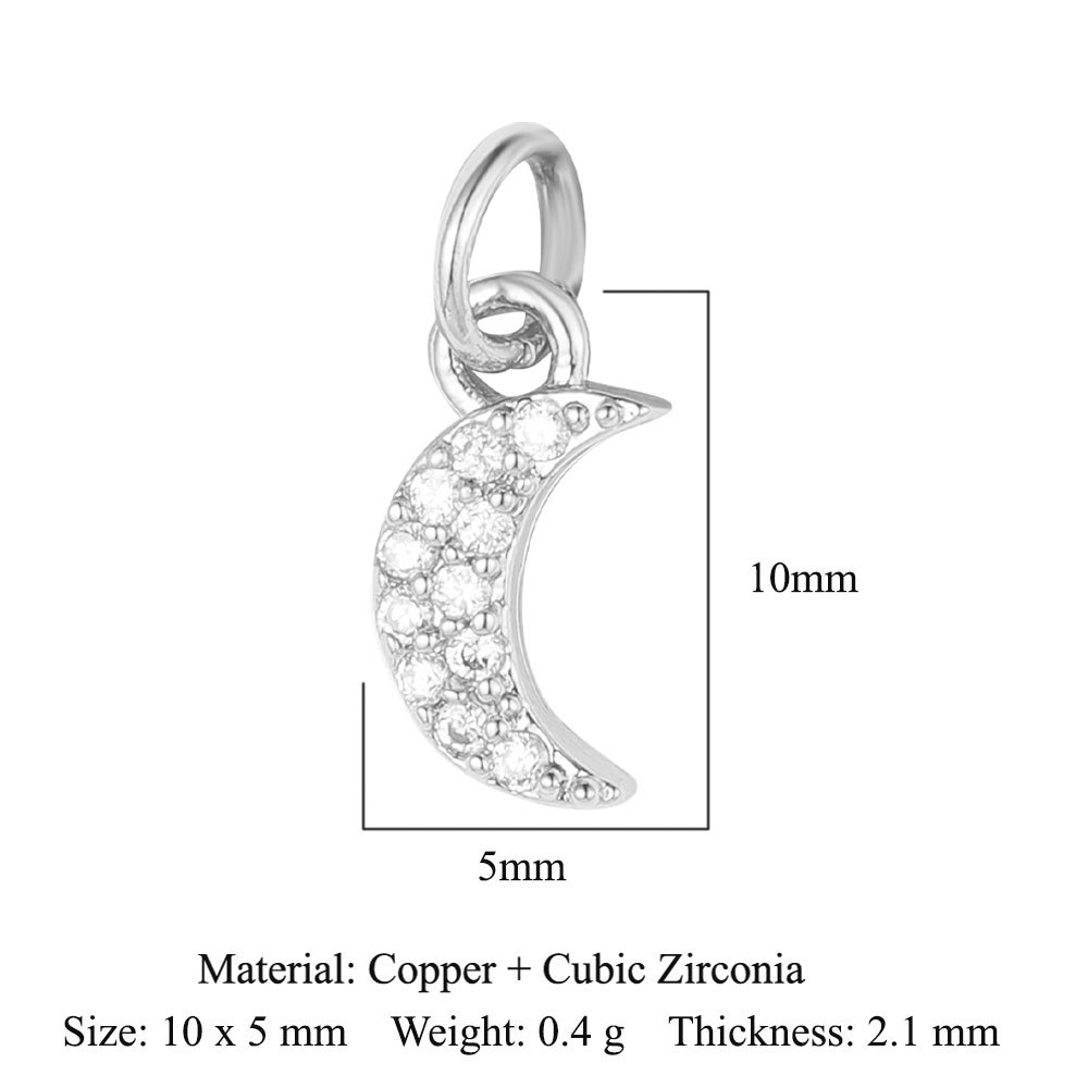 6pcs/pack 18K Gold Plated Girl Boy Cross Copper CZ DIY Charm Women Zircon Heart Key Evil Eye Racket Necklace Pendant Jewelry