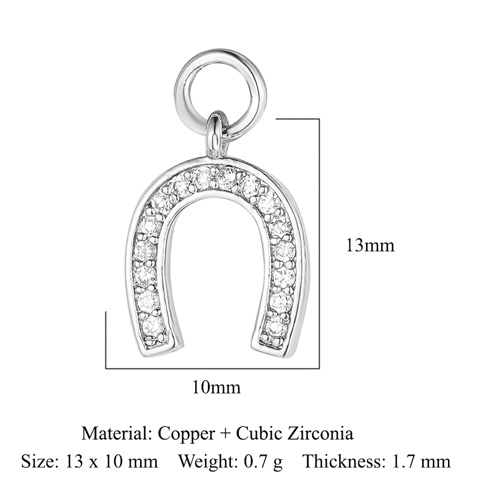 6pcs/pack 18K Gold Plated Girl Boy Cross Copper CZ DIY Charm Women Zircon Heart Key Evil Eye Racket Necklace Pendant Jewelry