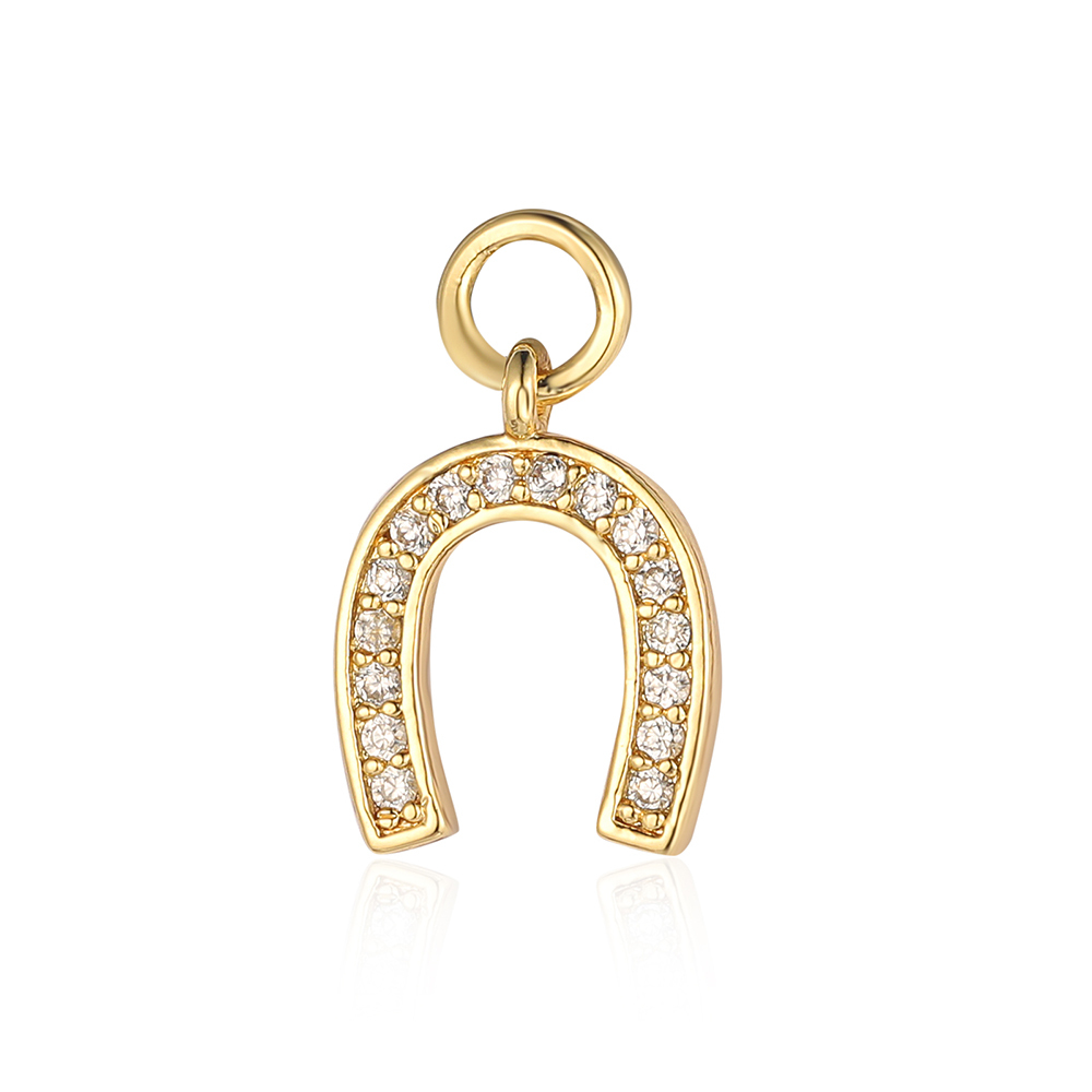 6pcs/pack 18K Gold Plated Girl Boy Cross Copper CZ DIY Charm Women Zircon Heart Key Evil Eye Racket Necklace Pendant Jewelry
