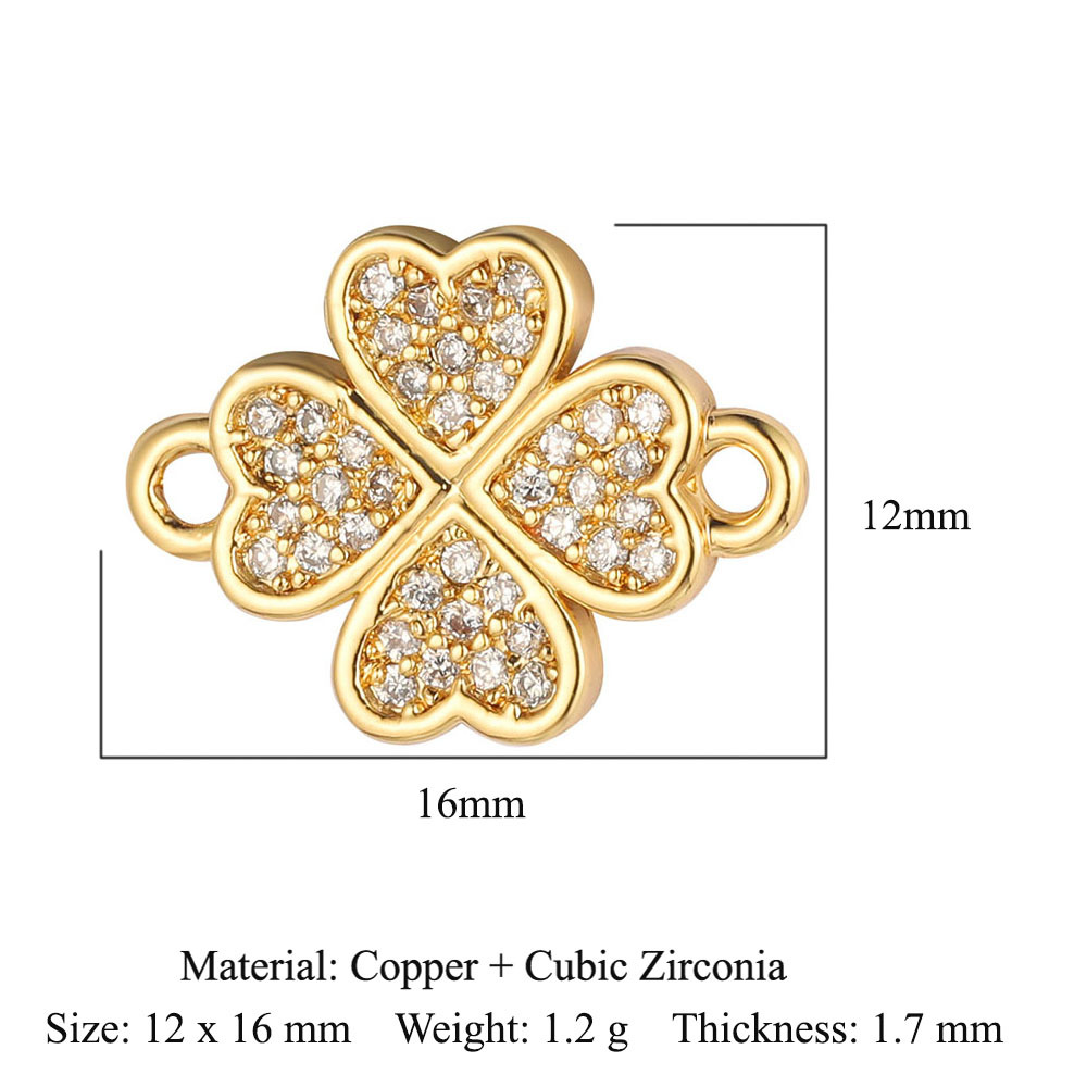 6pcs/pack Copper Zircon Clover Infinity DIY Connector Charm Women Star Moon Sun Snowflake Necklace Pendant Girl Boy Jewelry