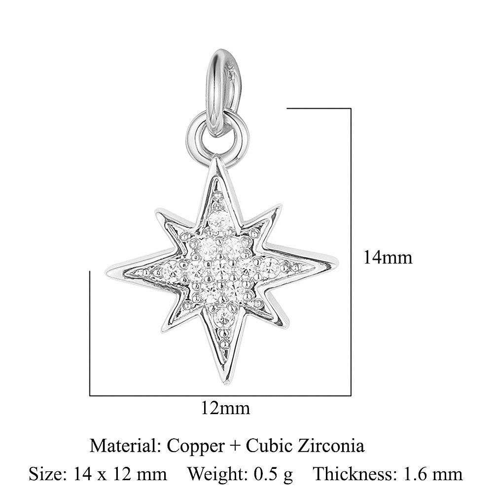 6pcs/pack Copper Zircon Clover Infinity DIY Connector Charm Women Star Moon Sun Snowflake Necklace Pendant Girl Boy Jewelry