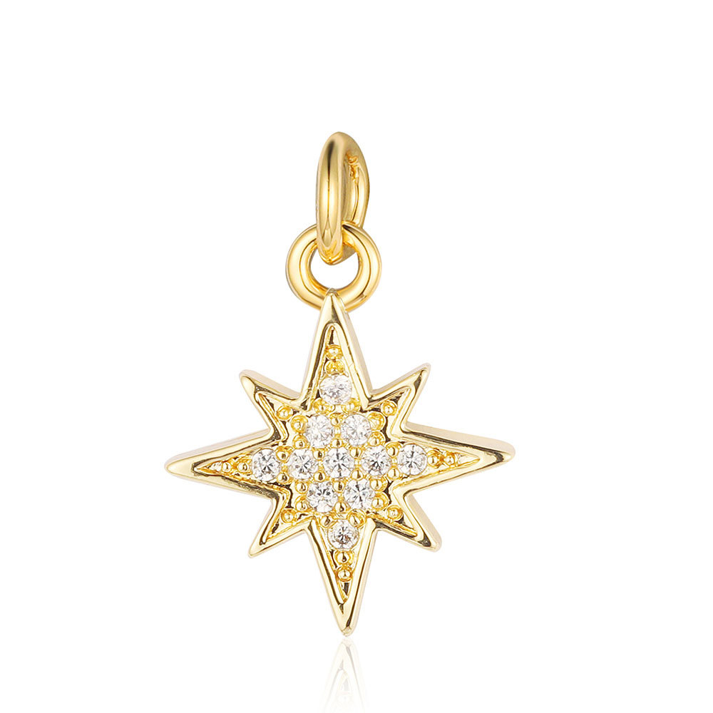 6pcs/pack Copper Zircon Clover Infinity DIY Connector Charm Women Star Moon Sun Snowflake Necklace Pendant Girl Boy Jewelry