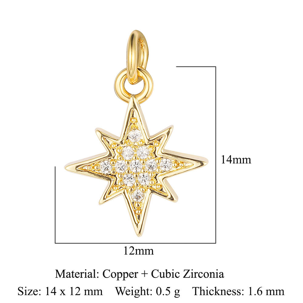 6pcs/pack Copper Zircon Clover Infinity DIY Connector Charm Women Star Moon Sun Snowflake Necklace Pendant Girl Boy Jewelry