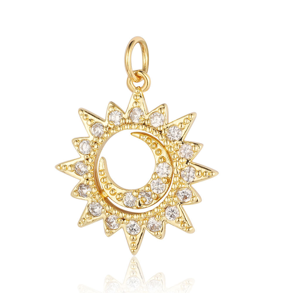 6pcs/pack Copper Zircon Clover Infinity DIY Connector Charm Women Star Moon Sun Snowflake Necklace Pendant Girl Boy Jewelry