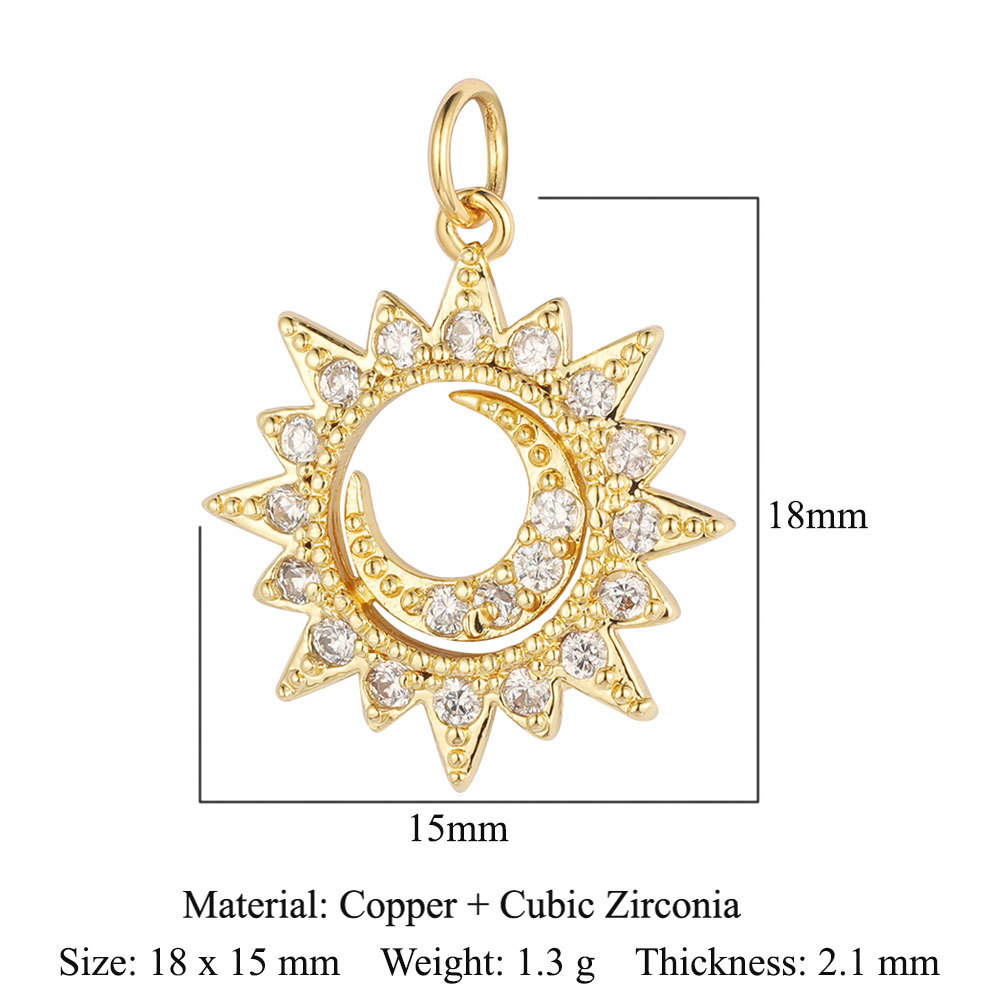 6pcs/pack Copper Zircon Clover Infinity DIY Connector Charm Women Star Moon Sun Snowflake Necklace Pendant Girl Boy Jewelry