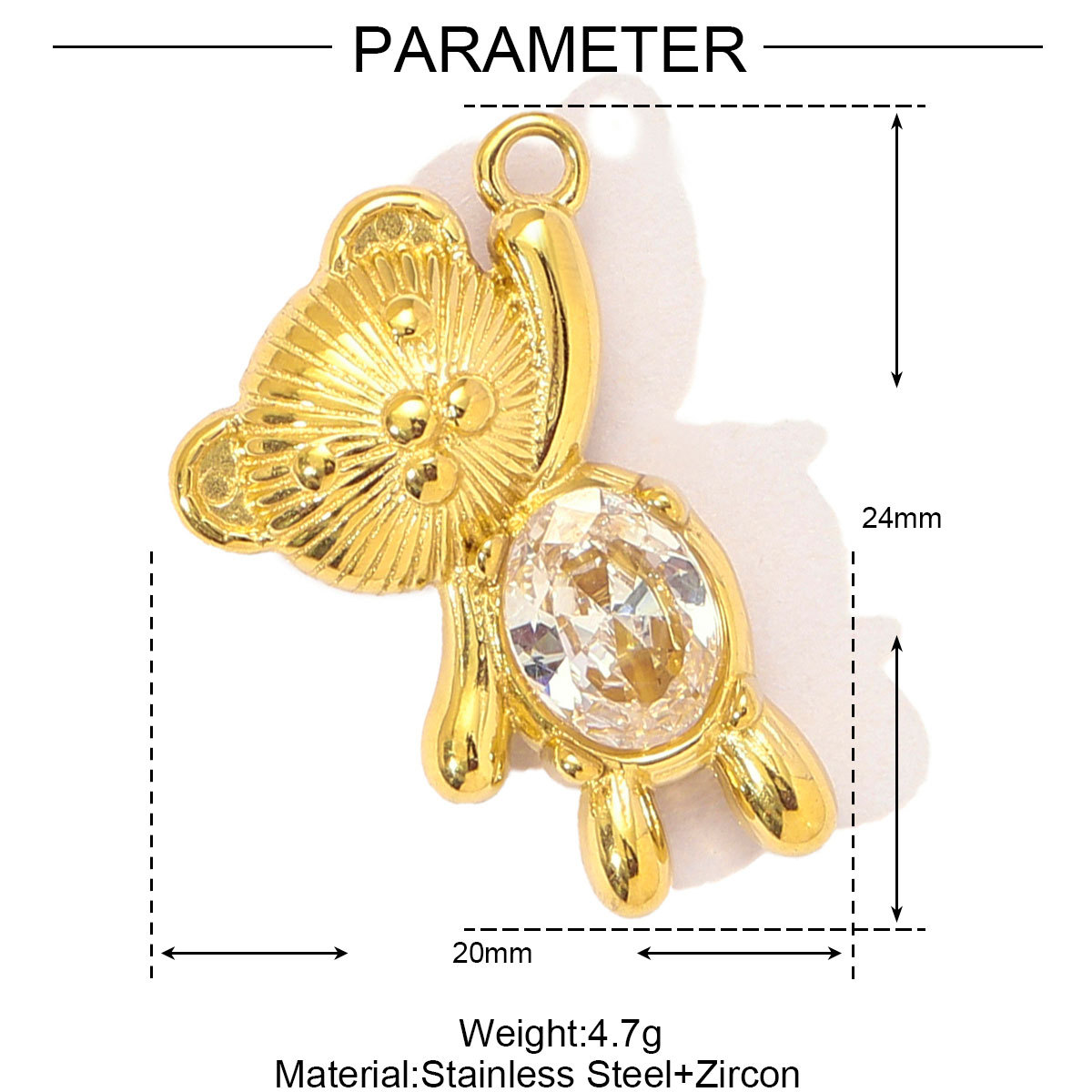 6pcs/pack Mirror Polish Stainless Steel Cubic Zircon Heart Diy Charm Women Stone Eye Bear Necklace Pendant Crescent Star Jewelry