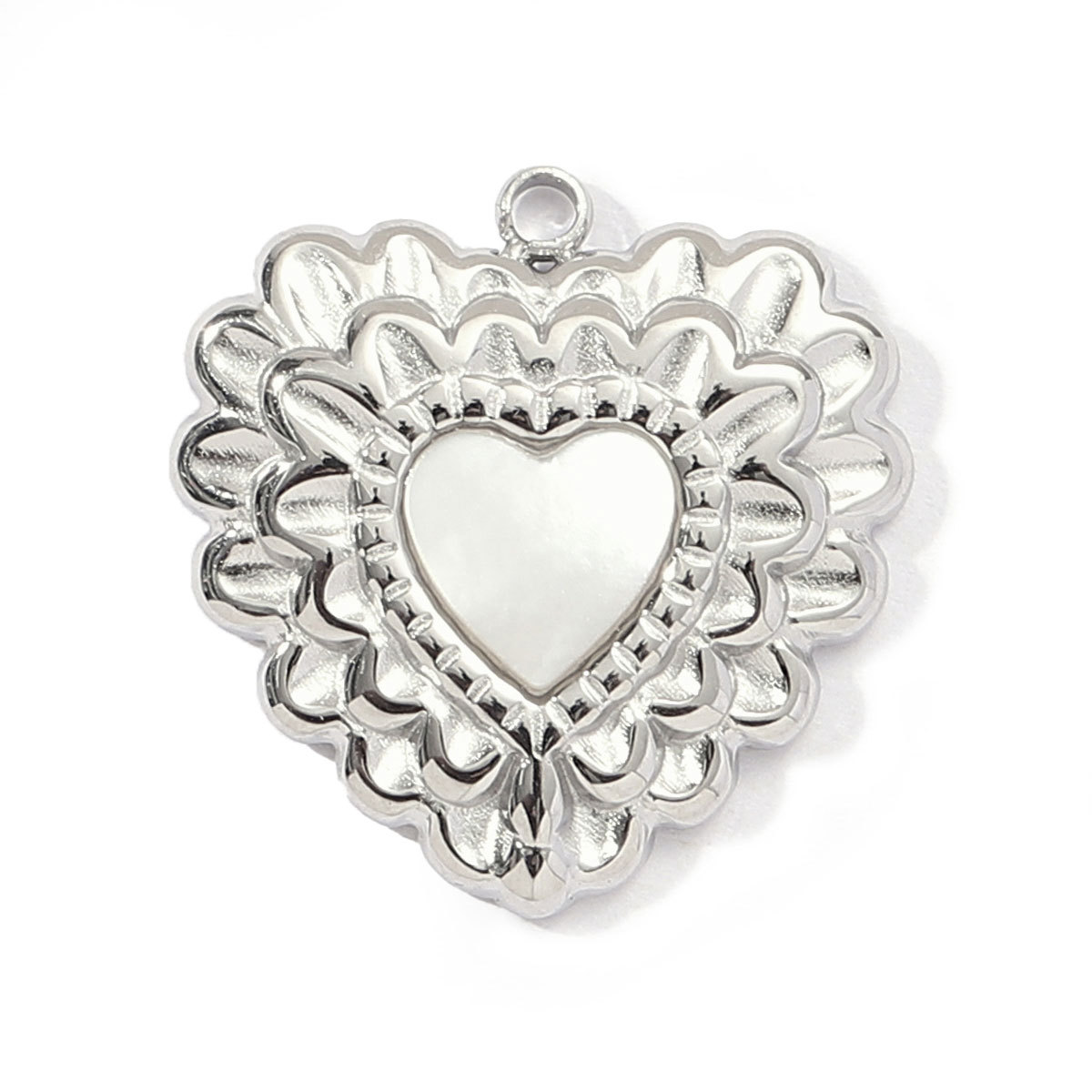 6pcs/pack French Shell Stainless Steel Love Heart Clover Diy Charm Women Gourd Beauty's Tail Necklace Pendant Rainbow Jewelry