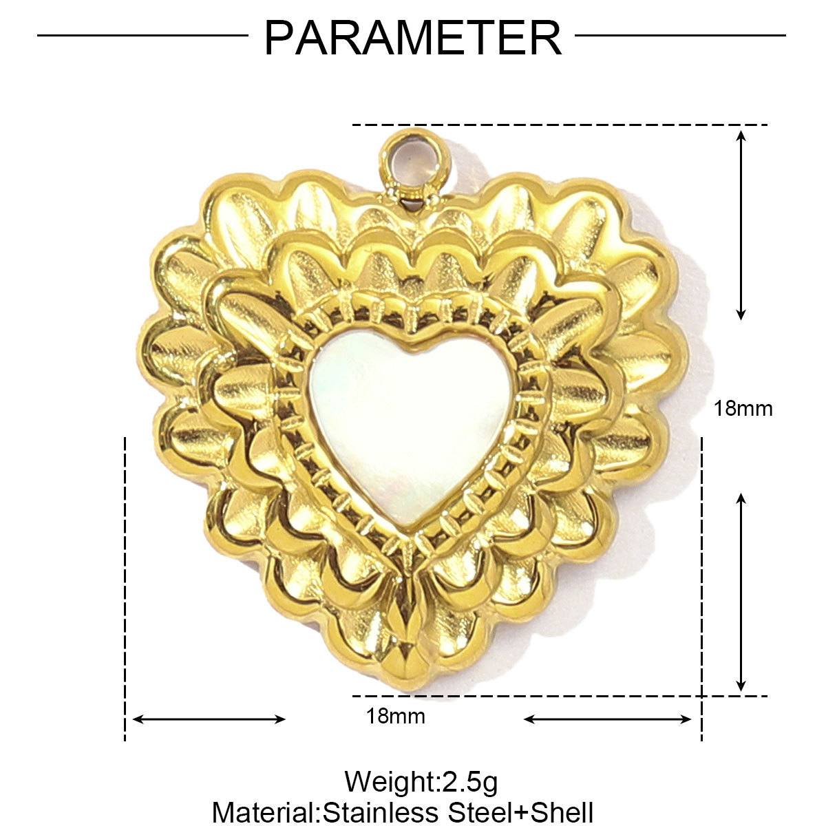 6pcs/pack French Shell Stainless Steel Love Heart Clover Diy Charm Women Gourd Beauty's Tail Necklace Pendant Rainbow Jewelry
