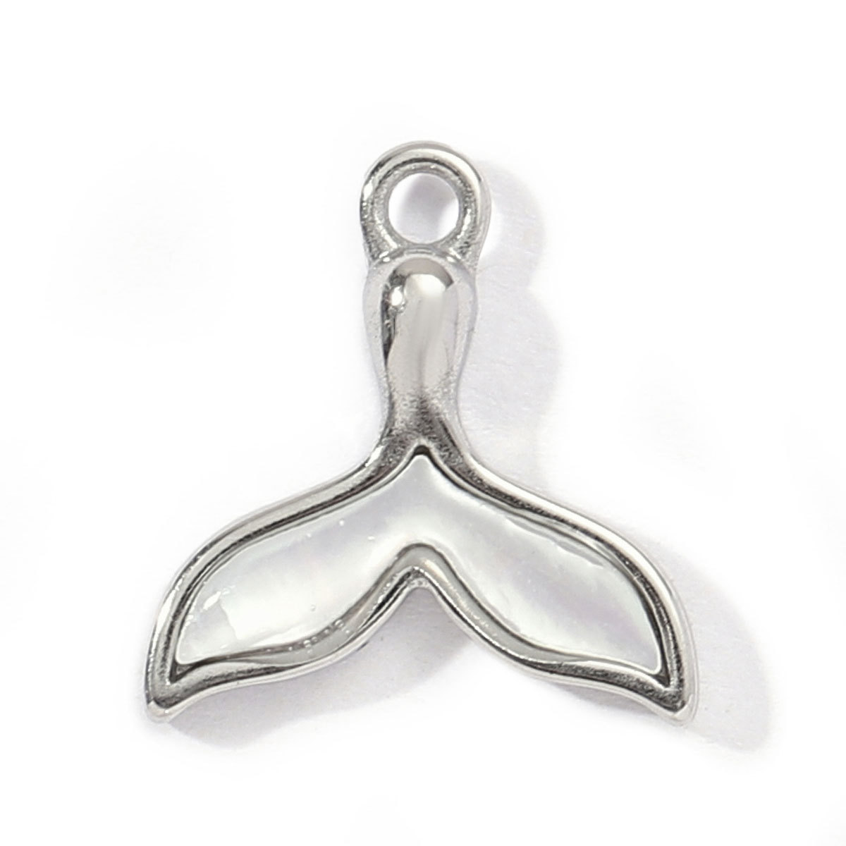6pcs/pack French Shell Stainless Steel Love Heart Clover Diy Charm Women Gourd Beauty's Tail Necklace Pendant Rainbow Jewelry
