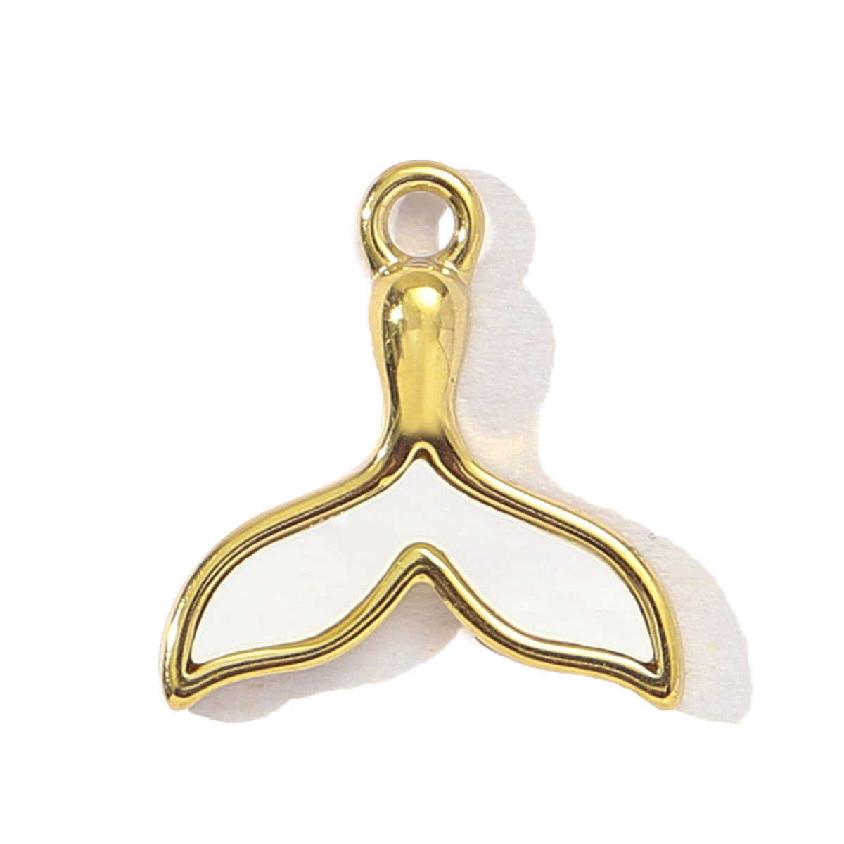 6pcs/pack French Shell Stainless Steel Love Heart Clover Diy Charm Women Gourd Beauty's Tail Necklace Pendant Rainbow Jewelry