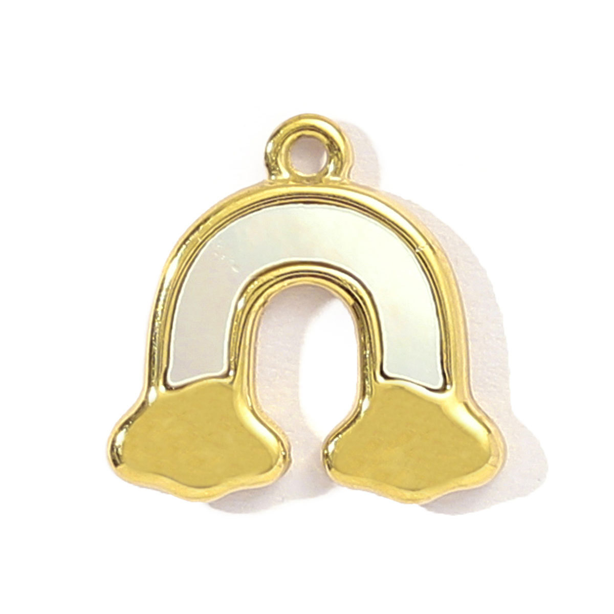 6pcs/pack French Shell Stainless Steel Love Heart Clover Diy Charm Women Gourd Beauty's Tail Necklace Pendant Rainbow Jewelry