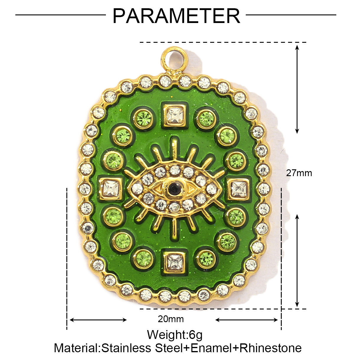 6pcs/pack French Mirror Polish Stainless Steel Tarot Card Diy Charms Women Enamel Evil Eye Palm Necklace Pendant Jewelry